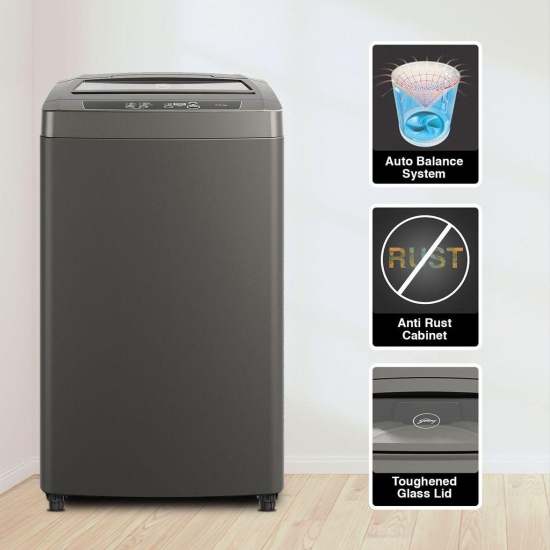 Godrej 6.5 Kg 5 Star Advanced deep Clean Technology Fully-Automatic Top Load Washing Machine (WTEON 650 AD 5.0 ROGR, Royal Grey, With Digital Display Panel)