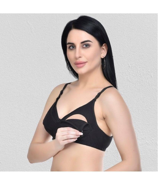 Zourt - Black Cotton Non Padded Women''s Everyday Bra ( Pack of 1 ) - None