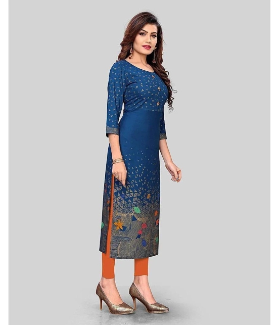 Vbuyz - Blue Rayon Womens Straight Kurti ( Pack of 1 ) - None