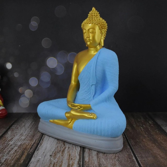 Divine Buddha in Dhyana Mudra : Golden Blue