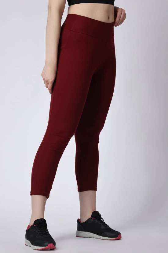 Womens Maroon Gym High Waist Leggings-XL / Maroon