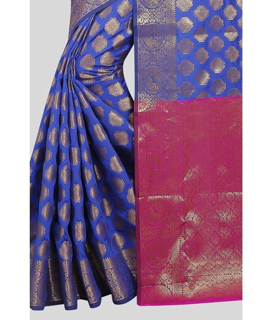 Gazal Fashions - Blue Banarasi Silk Saree With Blouse Piece ( Pack of 1 ) - Blue