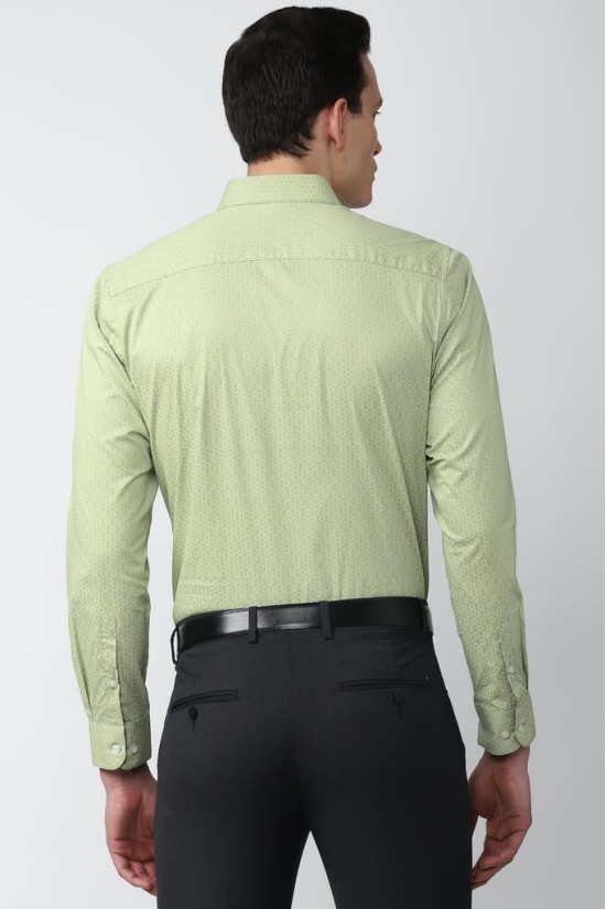 Men Green Slim Fit Formal Full Sleeves Formal Shirt