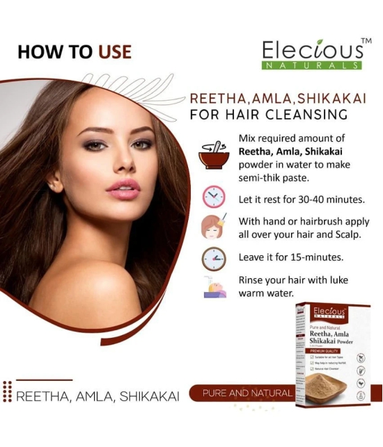 Elecious Naturals Amla, Reetha, Shikakai Powder For All Hair | 100% Natural, No Preservative