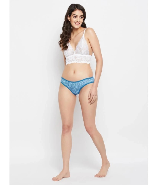 Clovia - Blue Cotton Printed Womens Bikini ( Pack of 1 ) - None