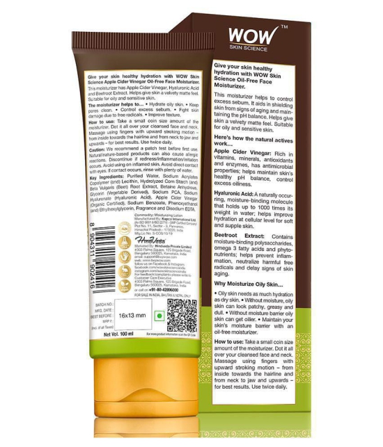 WOW Skin Science Organic Apple Cider Vinegar Face Moisturizer - 100mL