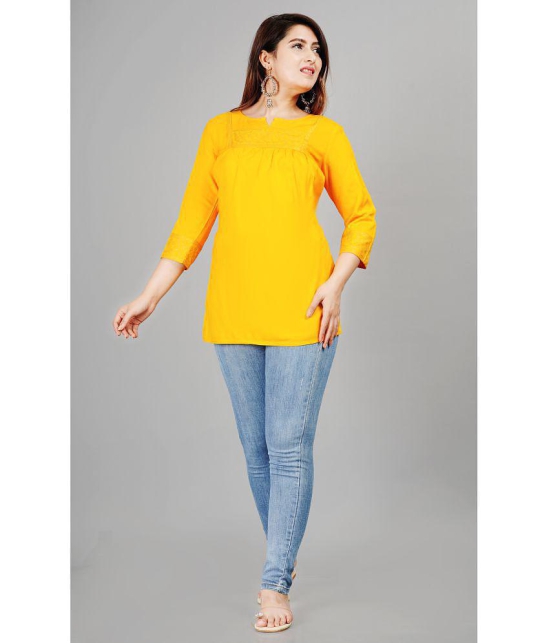 Smien - Yellow Rayon Womens Ethnic Tunic ( Pack of 1 ) - None