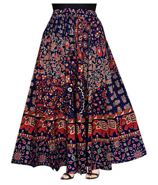 Rangun Cotton A-Line Skirt - Blue - 29-32