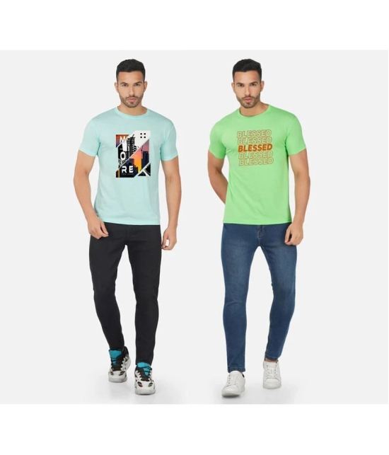 CHOZI Cotton Blend Regular Fit Printed Half Sleeves Mens T-Shirt - Multicolor ( Pack of 2 ) - None