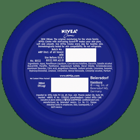 Nivea Creme Multi-Purpose Moisturiser - Protective Skin Care Cream For Men, Women & Family, 200 Ml