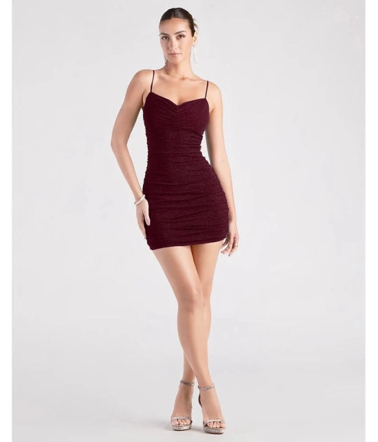 Addyvero Polyester Embellished Mini Womens Bodycon Dress - Maroon ( Pack of 1 ) - None