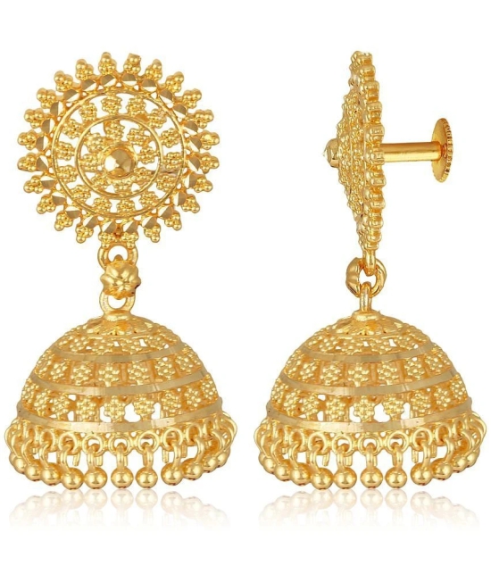 VIVASTRI Golden Jhumki Earrings ( Pack of 1 ) - Golden