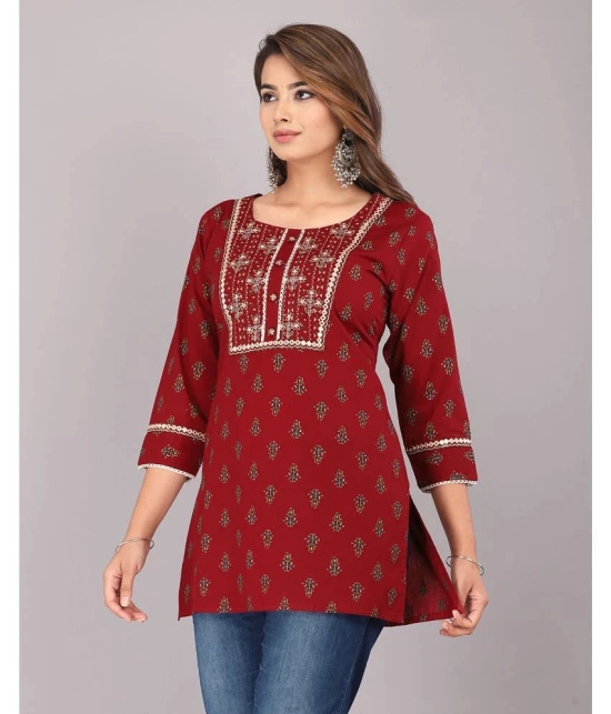 JC4U Rayon Printed Straight Womens Kurti - Maroon ( Pack of 1 ) - None