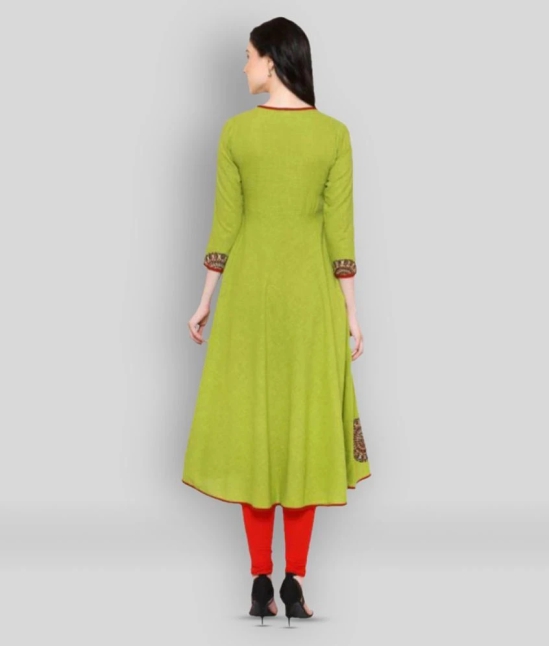 Yash Gallery - Green Cotton Blend Womens Angrakha Kurti - XXL