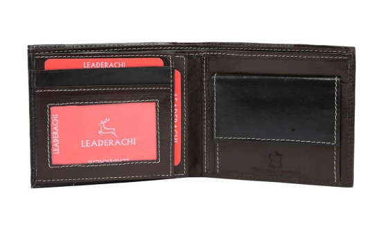 Leaderachi Genuine Leather RFID Protected Premium Oliver Black & Brown Wallet for Men(W8008-BR)