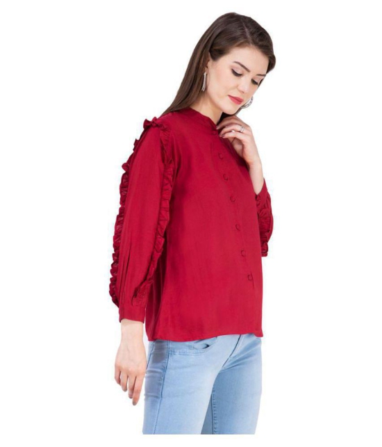 SAAKAA - Maroon Rayon Womens Shirt Style Top ( Pack of 1 ) - M