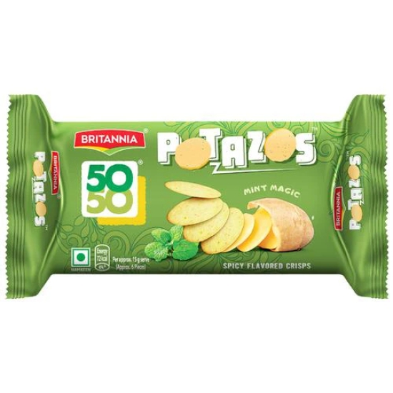 Britannia 50 50 Potazos Mint Magic Spicy Flavoured Crisps, 71.5 Gm