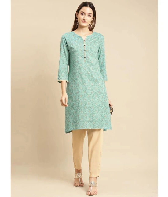 Rangita Women Rayon Green Tonal Printed Knee Length Straight Kurti - None