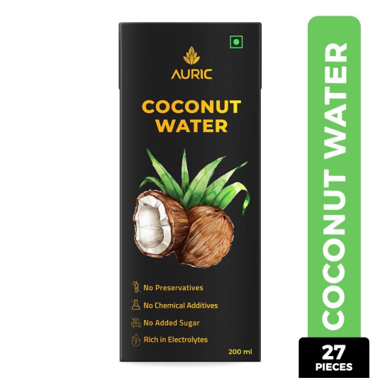 Auric Tender Coconut Water - No Added Sugar and Flavor -200ml Pack of 27