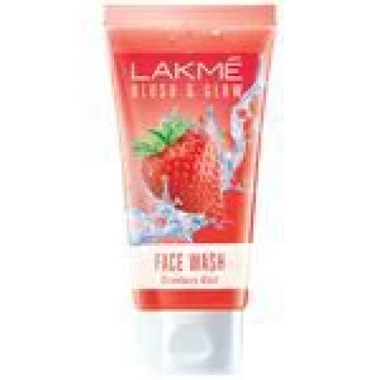 Lakme Blush & Glow Face Wash - With Vitamin C, Makes Skin Even Toned, Strawberry Blast, 50 G