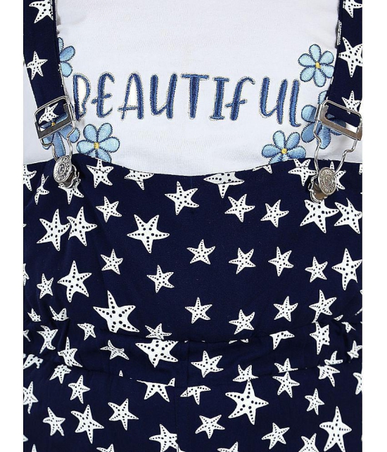 Naughty Ninos Girls Navy Star Printed Dungarees and Top Set - None