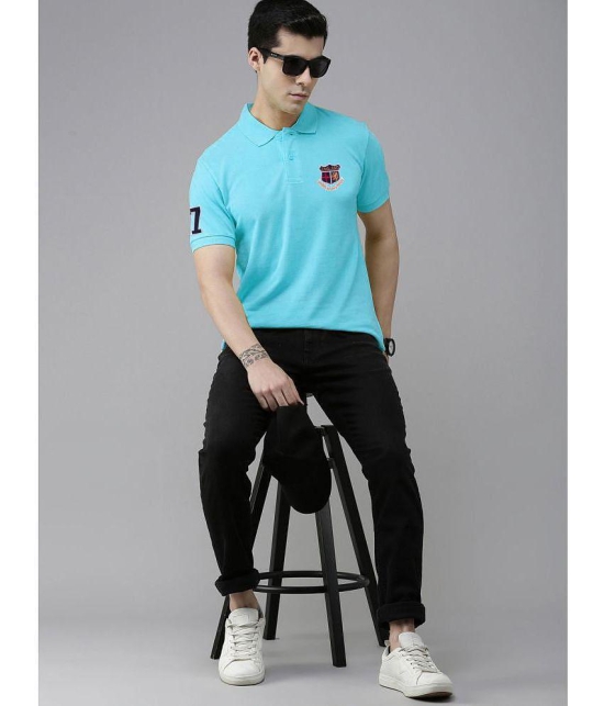 ADORATE - Turquoise Cotton Regular Fit Mens Polo T Shirt ( Pack of 1 ) - None