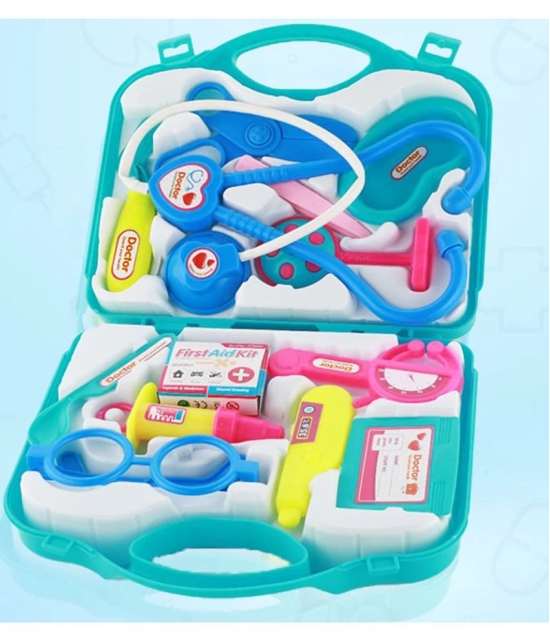 Fratelli Pretend Play Doctor with Foldable Suitcase, Compact Medical Accessories Pretend Play | Game Toy Kit for 3 + Year Kids, Boys and Girls (Suitcase Doctor Set Blue - Economy) - Blue