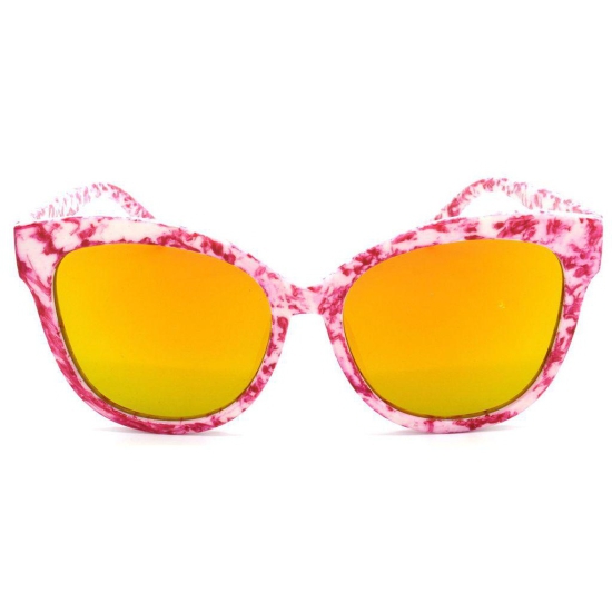 Hrinkar Golden Round Sunglasses Styles White Frame Glasses for Women - HRS321-WT-RD-GLD