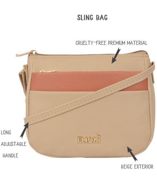 Enoki - Beige Artificial Leather Sling Bag - Beige