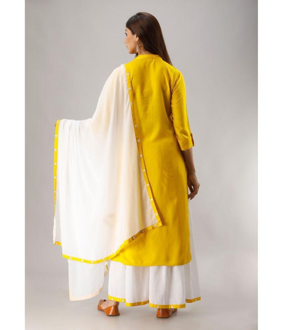 MAUKA - Yellow Straight Rayon Womens Stitched Salwar Suit ( Pack of 1 ) - None