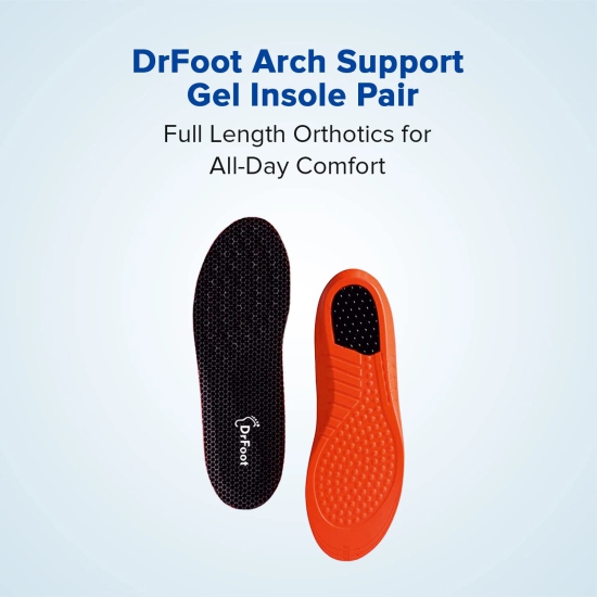 Dr Foot Arch Support Gel Insole Pair for Flat Feet, High Arch Pain, Full-Length Orthotics, Men & Women, Large Size, Pack of 5-Dr Foot Arch Support Gel Insole Pair | All-Day Comfort | Flat Feet, H