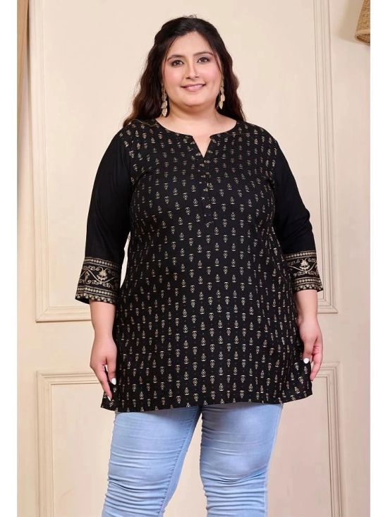 PrettyPlus by Desinoor.com Rayon Printed Straight Womens Kurti - Black ( Pack of 1 ) - None