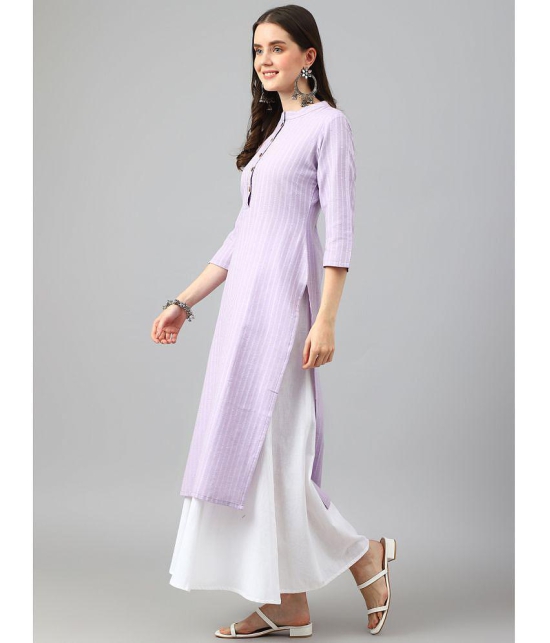 Hritika Cotton Blend Striped Straight Women's Kurti - Lavender ( Pack of 1 ) - None