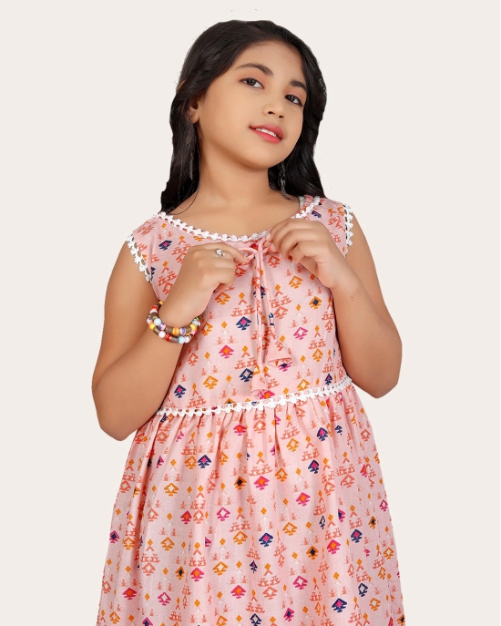 Girls Midi/Knee Length Festive/Wedding Dress-Pink / 4 - 5 Years