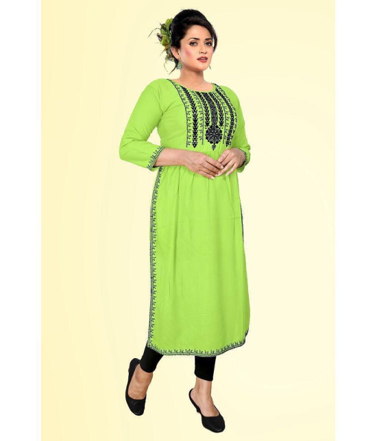 haya fashion - Lime Green Rayon Women's Straight Kurti ( Pack of 1 ) - None