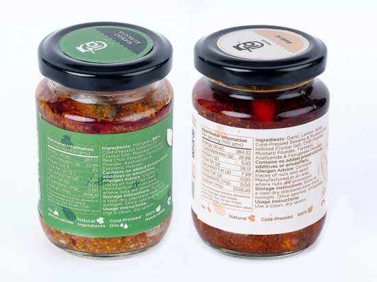 Ta Foods Pickles | Mango Avakaya & Garlic Pickle | 150g [Pack of 2] Combo Made with Cold Pressed Oil | Homemade | Traditional Indian Taste | Natural