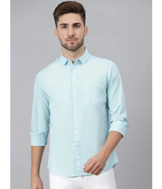 liferoads - Light Blue 100% Cotton Slim Fit Mens Casual Shirt ( Pack of 1 ) - None