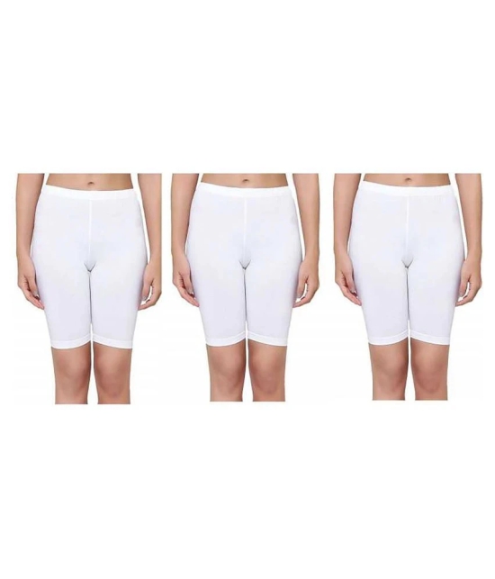 Super Girl White Cycling Sports Shorts Pack of 3 - None