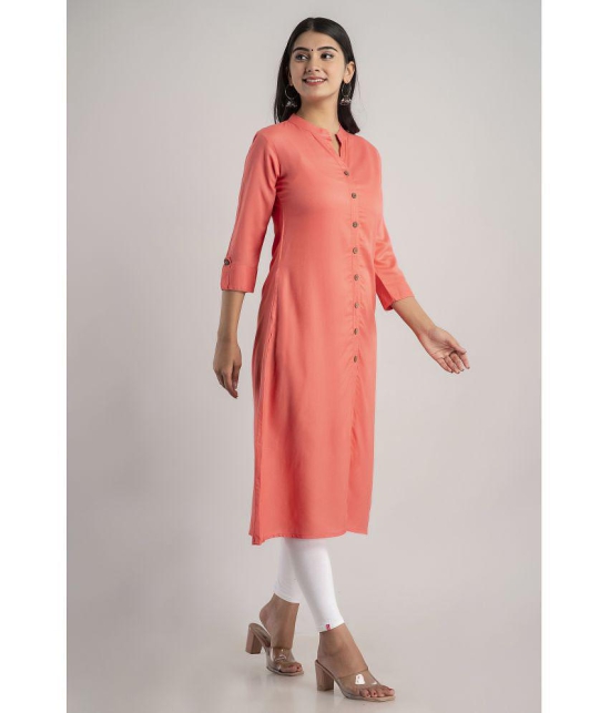 MAUKA - Pink Rayon Womens Straight Kurti ( Pack of 1 ) - 3XL