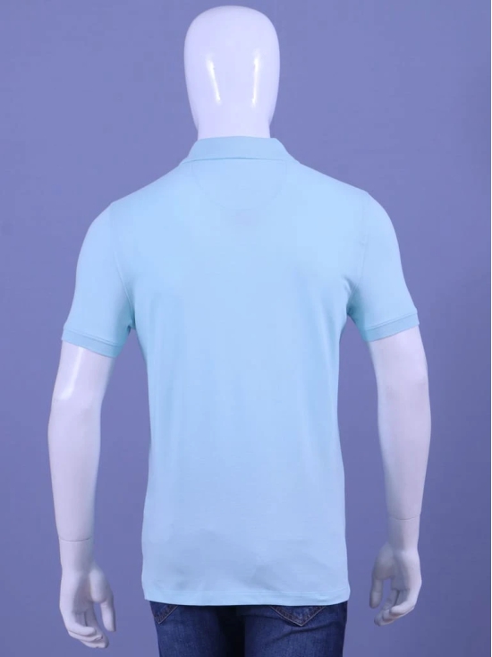 Men's Water Blue Enzyme Finish Solid Polo T-Shirt