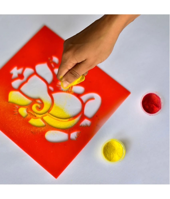 ilearnngrow ilearnngrow Diwali DIY Rangoli Kit - Set Of Three Stencil - Multi-Color