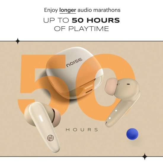 Noise Buds VS401 In-Ear Truly Wireless Earbuds with 50H of Playtime, Low Latency (up to 50ms), Quad Mic with ENC, Instacharge (10 min = 200 min), 10mm Driver, BT v5.3 Calm Beige