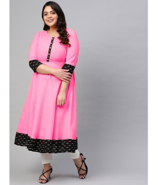 Estela - Pink Cotton Blend Women's Flared Kurti ( Pack of 1 ) - None