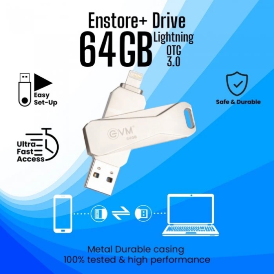 EVM 64GB USB3.0 Iphone OTG Pendrive (Silver)