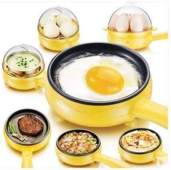 Multifunctional 2 in 1 Electric Egg Boiling Steamer Egg Frying Pan Egg Boiler Electric Automatic off with Egg Boiler Machine Non-Stick Electric Egg Frying Pan