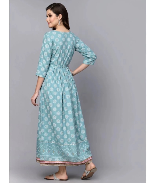 Stylum Rayon Printed Anarkali Womens Kurti - Blue ( Pack of 1 ) - None