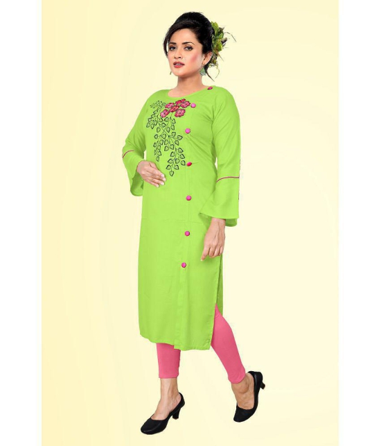 haya fashion - Lime Green Rayon Women's Straight Kurti ( Pack of 1 ) - None