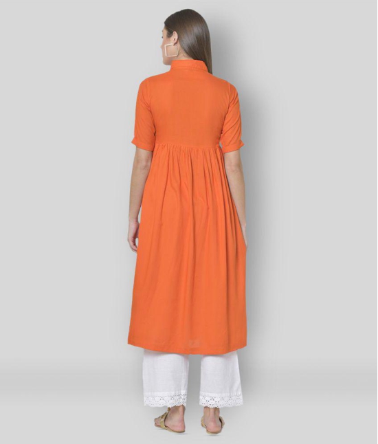 Pistaa - Orange Viscose Women's Flared Kurti ( Pack of 1 ) - None