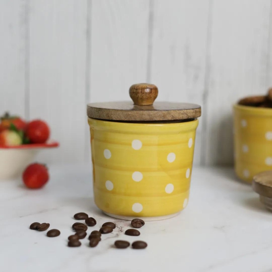 Yellow Polka Jar-Set of two