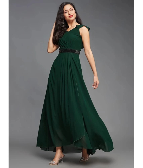 Miss Chase Polyester Solid Full Length Womens Wrap Dress - Green ( Pack of 1 ) - None